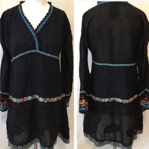 Johnny Was embroidered crochet Ridden tiered dress NWT RARE