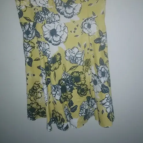 Bbonlinedress 2X Retro 50s Cotton Fit Flare Capped Sleeves Yellow Floral Dress