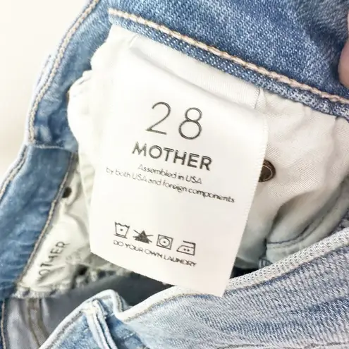 Mother Jeans Pixie Dazzler Ankle Fray Shoot to Thrill Straight Leg Jeans 28 Blue