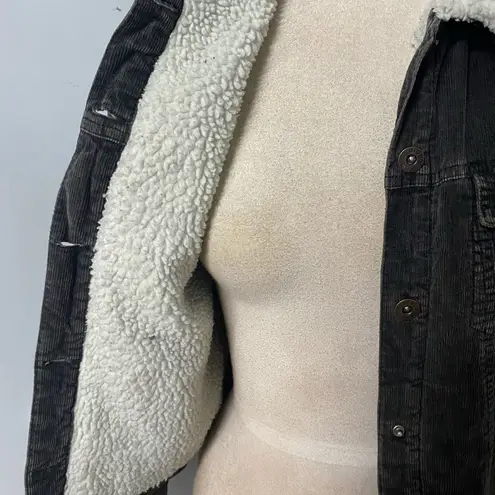 VINTAGE CHORE JACKET DARK BROWN/GREEN CORDUROY WITH WARM WOOL LINING Brown Size M