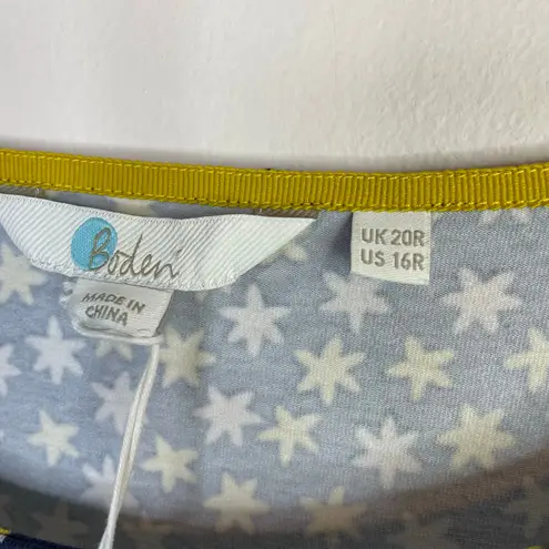 Boden USA Boden Fawn Jersey Knit Belted Long Sleeve Dress Navy Star Print Womens 16 New