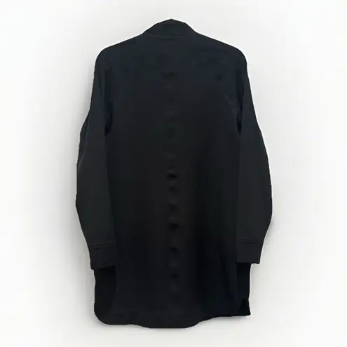 Garnet Hill Size XS Black Longline Bomber Full Zip Jacket Water-Resistant Coat