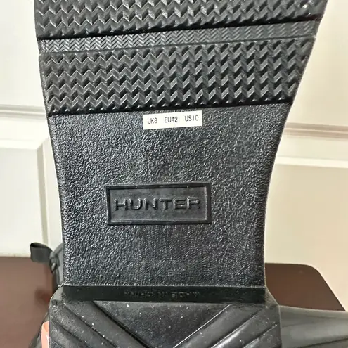 Hunter  Slate Grey Refined Gloss Quilt Chelsea Rain Booties Size 10