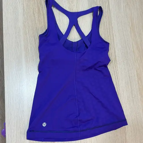 Lululemon  purple cross back built in bra Tank-top size 4