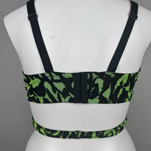 Cacique Bralette Size 42B Bra Mesh Rave Green Black Animal Print Wrap Unlined