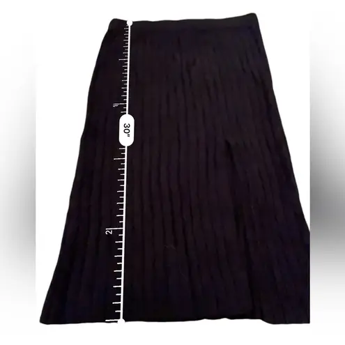 Aerie Black Soft Ribbed Front Slit Pull-On Maxi Skirt Sz S NEW