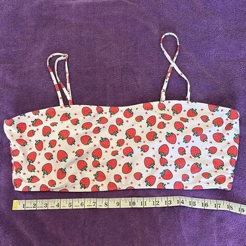 Size 4XL 3 piece strawberry print bikini top bottom coverup EUC Red