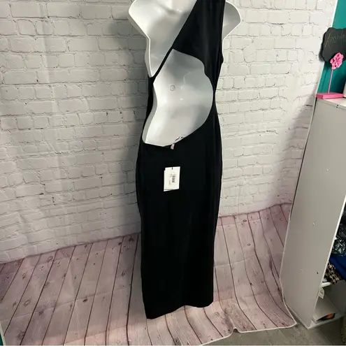 Hansen&Gretel black asymmetric maxi dress sexy Suvari size large one shoulde