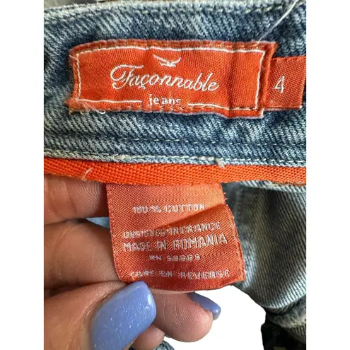 Façonnable Faconnable Jeans Size 4 Bootcut Straight Blue Black Denim 100% Cotton #O2-5