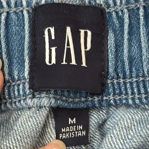 Gap  Blue High Rise Elastic Drawstring Waist 100% Cotton Denim Trouser Pants thumbnail 4