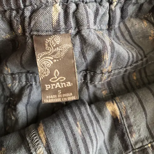 prAna Women's Arlie Nickel Jacquard Blue Striped Drawstring Cotton Shorts