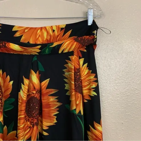 DRESSFO Tie Waist Boho Sunflower Midi Skirt Size 12