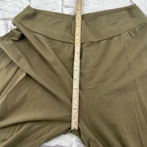 Matilda Jane Women's Big Ruffle Wide Leg Pants Tan Large Pull-On Stretch Comfort