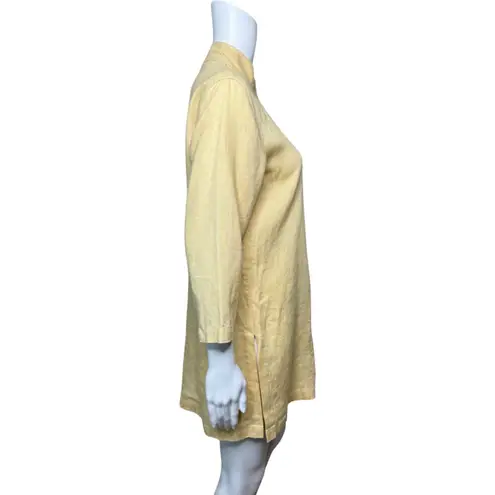 Chico's  Jacket Women Small Light Yellow Linen‎ Neutral Boho Bohemian Lagenlook