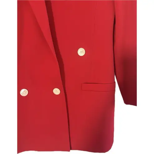 Linda Allard For Ellen Tracy Women’s Wool Long Blazer Petite Size 6 Red Fitted