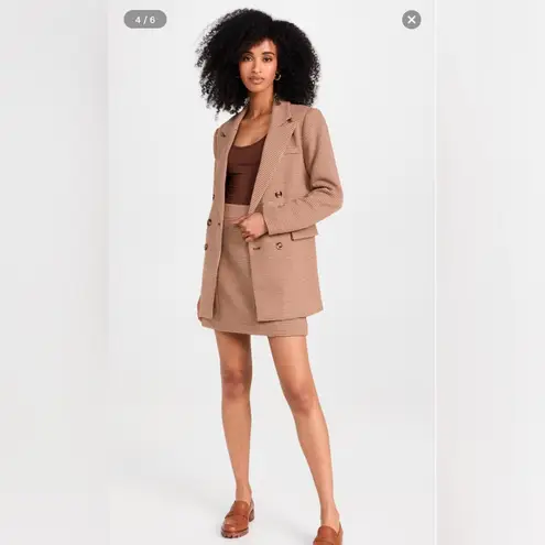 New! Favorite Daughter The First Wife Miniskirt in Toffee Houndstooth Sz 8 $188 Brown