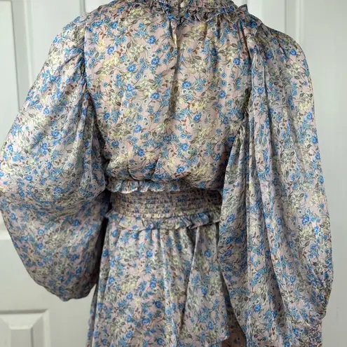 Elliatt Astrid Smocked Waist Maxi Dress Periwinkle Turtleneck Size Small.