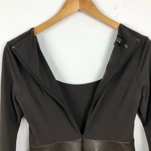Rickie Freeman Teri Jon Sheath Dress Faux Leather Brown Size 4