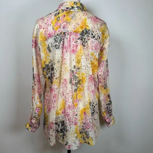 Pilcro | Anthropologie Smocked Buttondown Boho Blouse Women’s Size XXSP Pink
