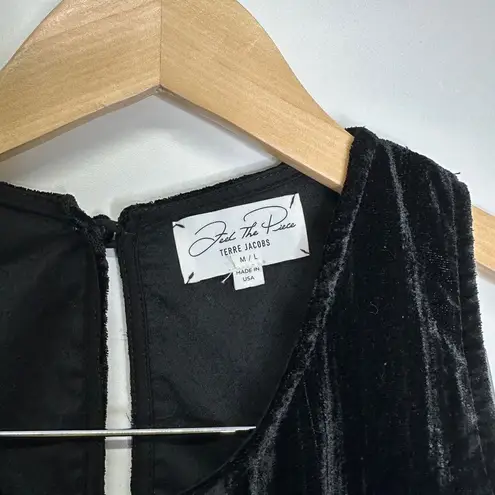 Feel the Piece Feel the Peace Velour Terre Jacobs Sleeveless Black Shirt Silk Blend Size M/L