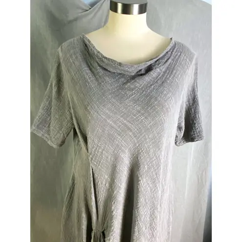 lamb Linen Gray Lagenlook Dress Minimalist Artisanal Tunic Scandinavian Style L Size L - Image 2