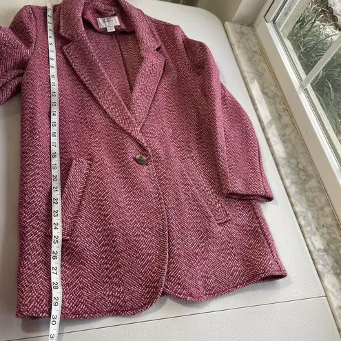 Old Navy  Womens XS Red Marled Herringbone Knit Sweater Jacket Longline *Flaws