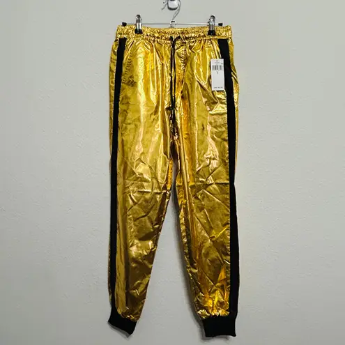 NEW Lauren Ralph Lauren Metallic Taffeta Jogger Pant Gold Black Size 2 $225 Bold