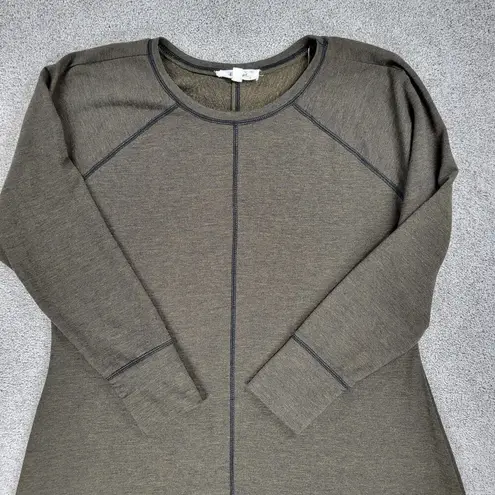 Cloud Chaser Sweater Dress Womens 2X Brown Olive Seamed A-line Pull On Midi