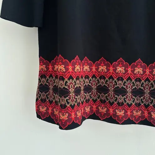 St. John Sweater Large Wool Blend Knit Damask Southwestern Mod Metallic Luxe Art