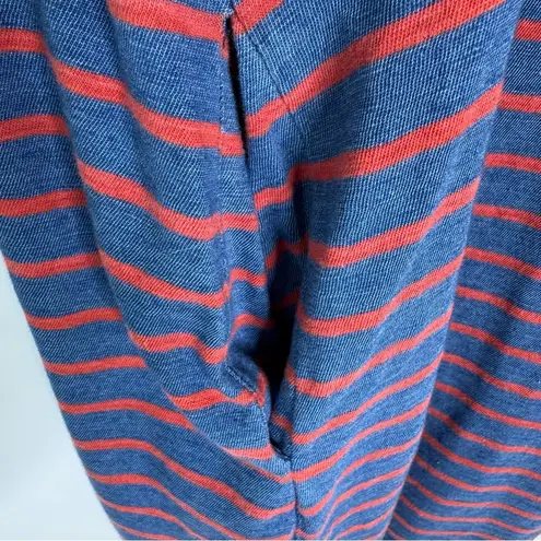 Faherty Cotton Striped Tie Shoulder Florence Dress Nautical Blue Size M