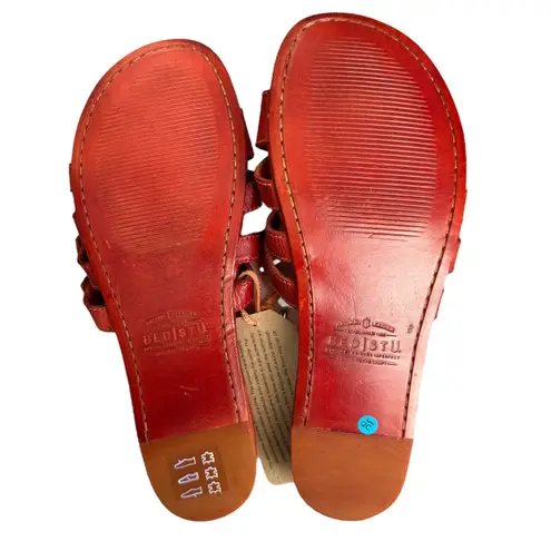 BED STÜ Hilda Red Leather Sandals Buckle Straps Size 9.5 Gladiator Boho Slides