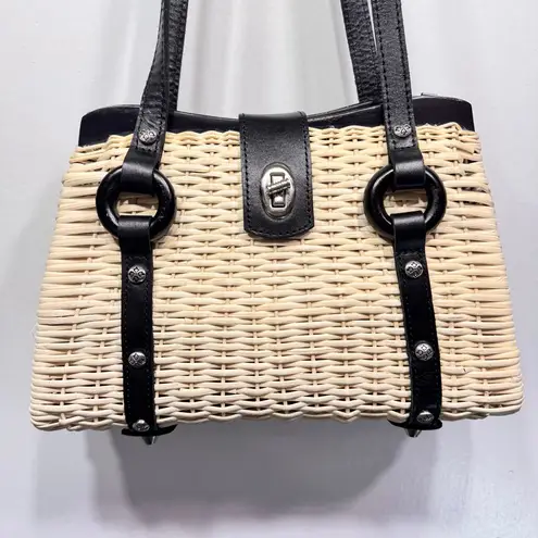 Patricia Nash Rattan Bag Damaged Straw Purse Genuine Leather Trim READ