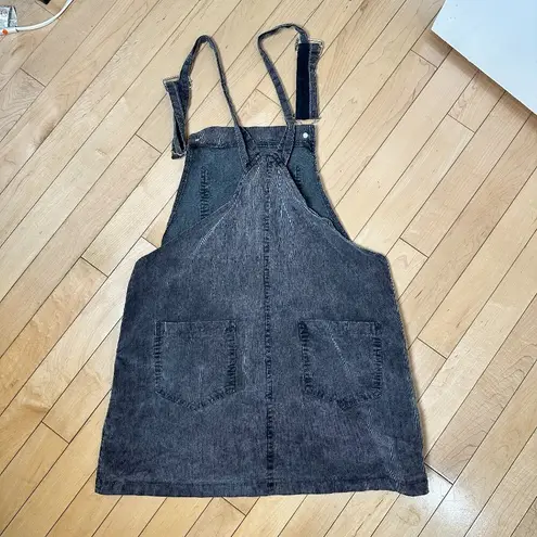 Don't Ask Why  Charcoal Corduroy Overalls Mini Dress Skirt One Size