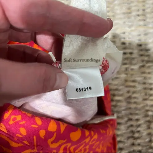 Soft Surroundings Pants Womens Size Large Pink Orange Leopard Stretch Neon