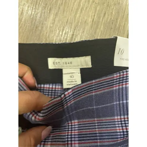 Cato Est. 1946  Blue Plaid Cropped Pants New 10 Contemporary Mid Rise