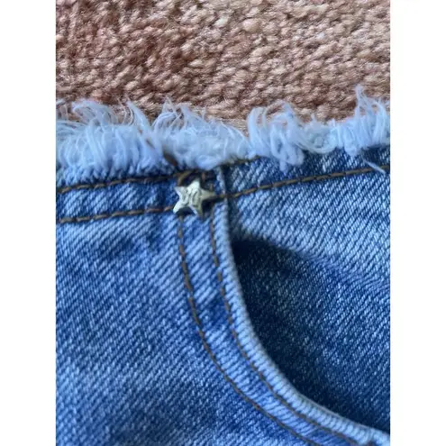 Bubblegum Y2K denim mini skirt raw hem 90s 2000s blue jean cutoff