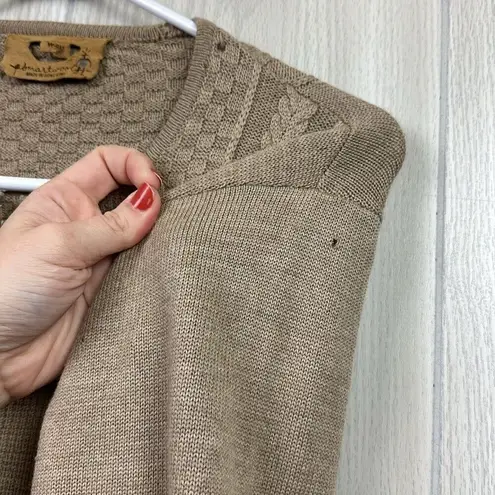 Smartwool Womens Sweater Small Tan Zip Cardigan Cableknit Scoop Merino Wool