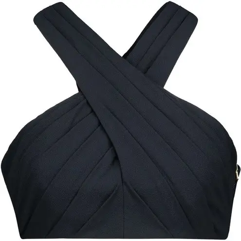 Cushnie et Ochs Bella women’s front cross black crepe crop top size 4 small