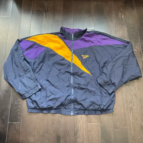 Reebok Vintage Men’s 90’s  Blue, Purple, & Gold Track Windbreaker Jacket Size XL