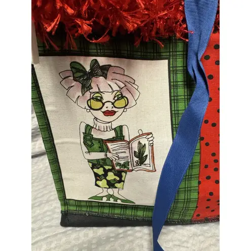 Handmade Purse Priss Novelty Tote Whimsical Women Panels w/red eyelash trim