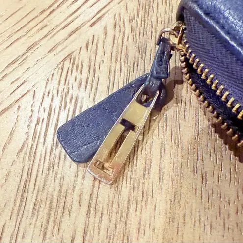 Isaac Mizrahi Women's Leather Wallet Navy Blue Zip Up