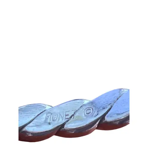 Vintage Monet Silver Tone Twisted Bangle Bracelet Layer Stack Sign Estate 7.75"