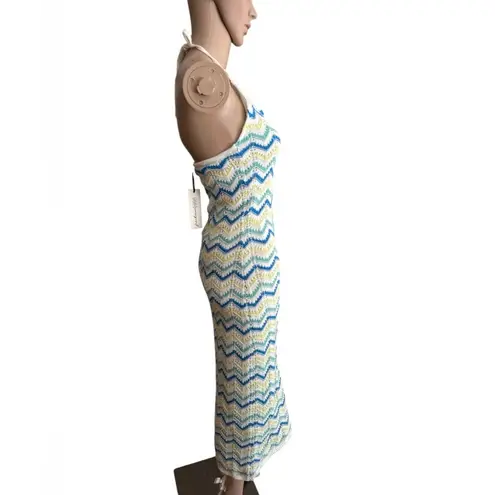 *NWT* Freshman 1996 Knit Chevron Multicolor Maxi Dress S Blue