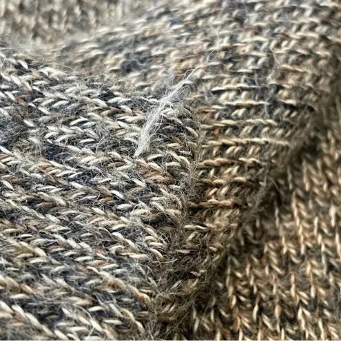 Alpaca Knit Sweater Open Front Cardigan Marbled Brown Medium