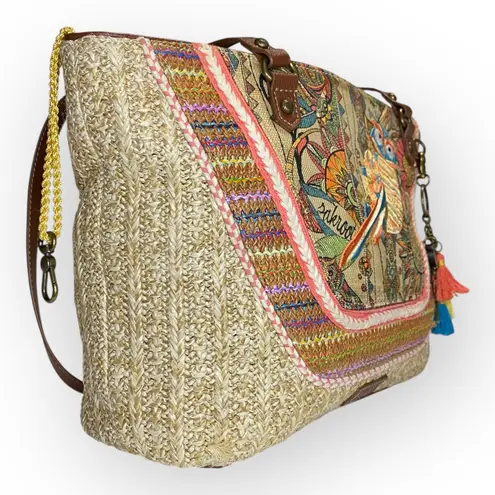 Sakroots Owl Print Tote Bag with Tassel Charm Boho Style Purse