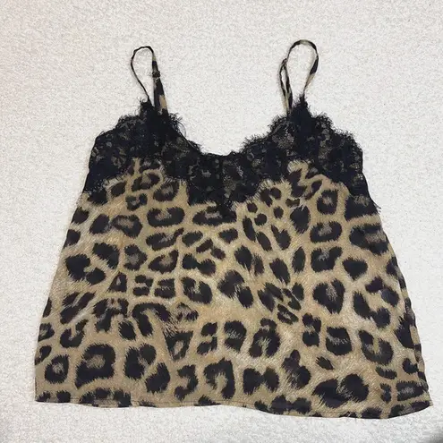 Outrageous Fortune Lace Trim Cami Animal Print
