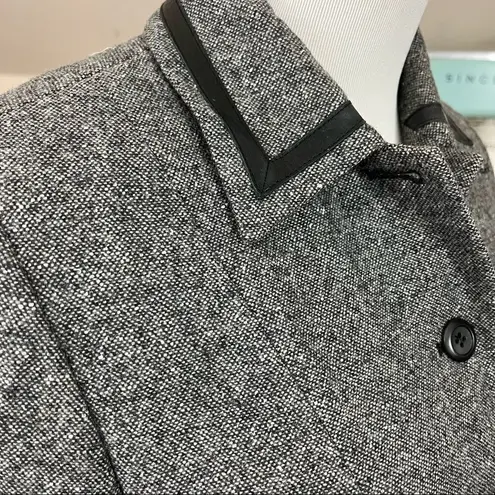 Pendleton Vintage Wool Silk Tweed Style Skirt Suit Leather Trim Black Small