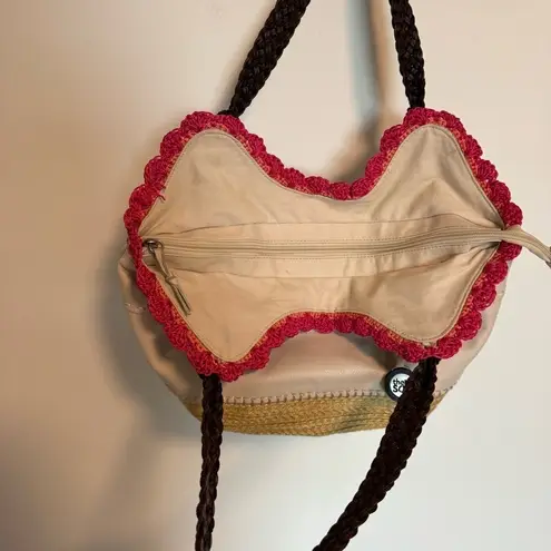 The Sak Sierra Leather Espadrille Bag Crochet Trim Braided Straps