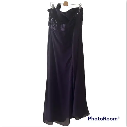 Bill Levkoff Purple One Shoulder Maxi Dress