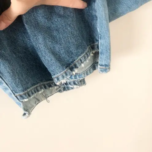 River Island Distressed Straight Leg Jeans in Medium Wash - Size UK 12 or US 8